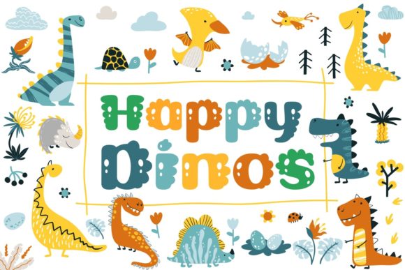 Happy Dinos Font for Creative Projects
